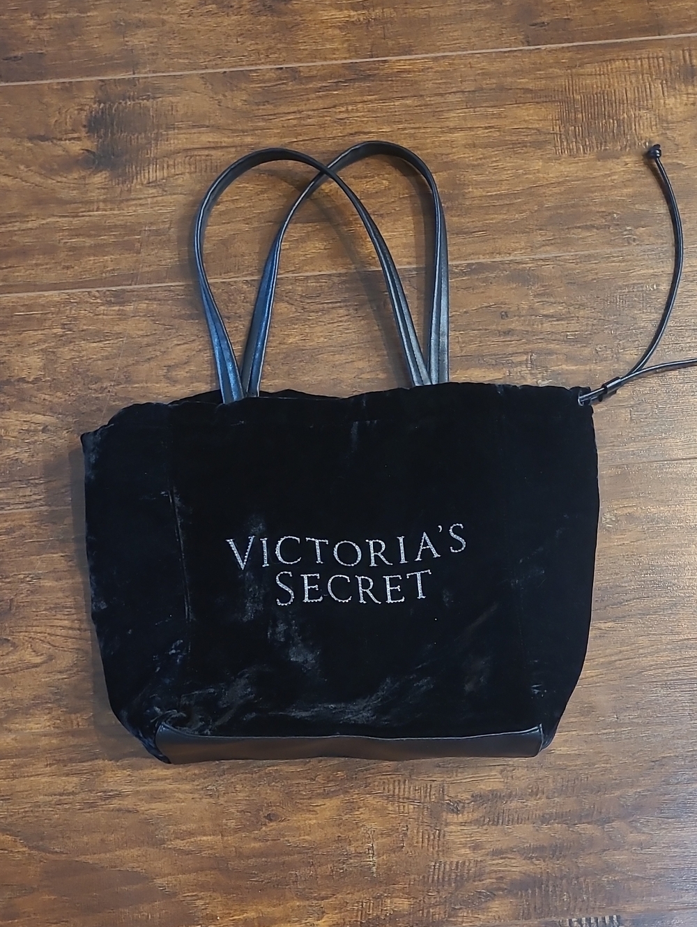 Victoria's Secret Black Velvet Logo Tote